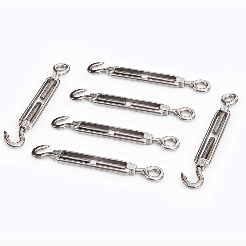 Cozihom, M6 Hook & Eye/C to O Turnbuckle 304 Stainless Steel, Hardware Kit for Wire Rope Tension Heavy Duty, for Sun Shade, Tent Installation, Anti-Rust, 6 Packs - Image 2